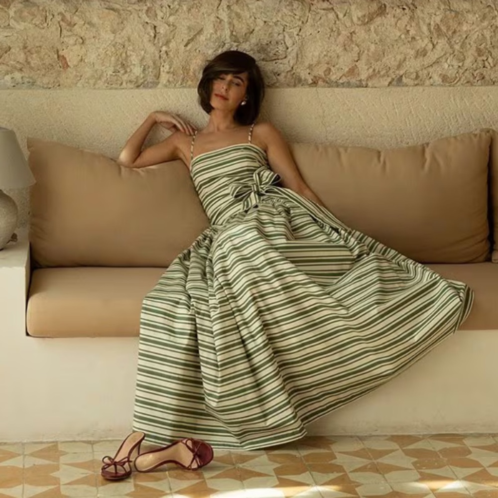 NWTAntonio Melani
x The Style Bungalow South Ocean Bow Detail Striped Maxi Dress